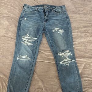 American Eagle Outfitters Women's Ripped Blue Skinny Jeans